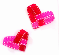 Pink & Red Ribbon Heart Hair Clip - For Girls - Christmas Gift